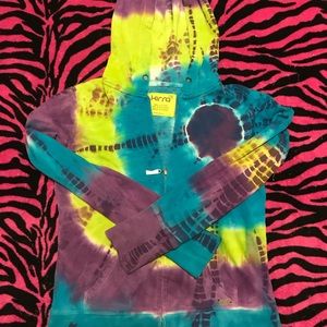 Kirra Tie Dye Hoodie Size Medium Blue & Green